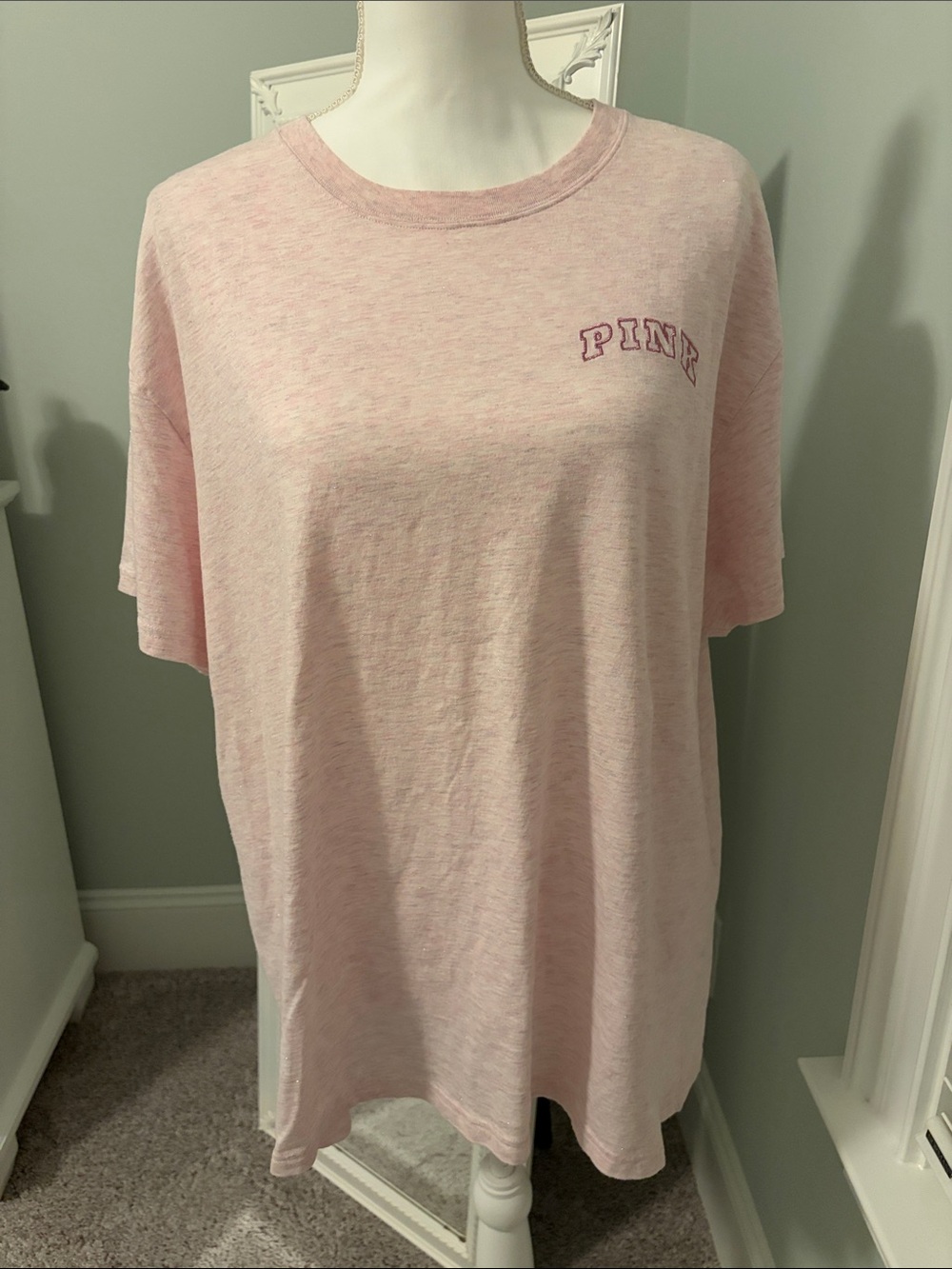 PINK Victoria’s Secret light pink t-shirt, size XL.
